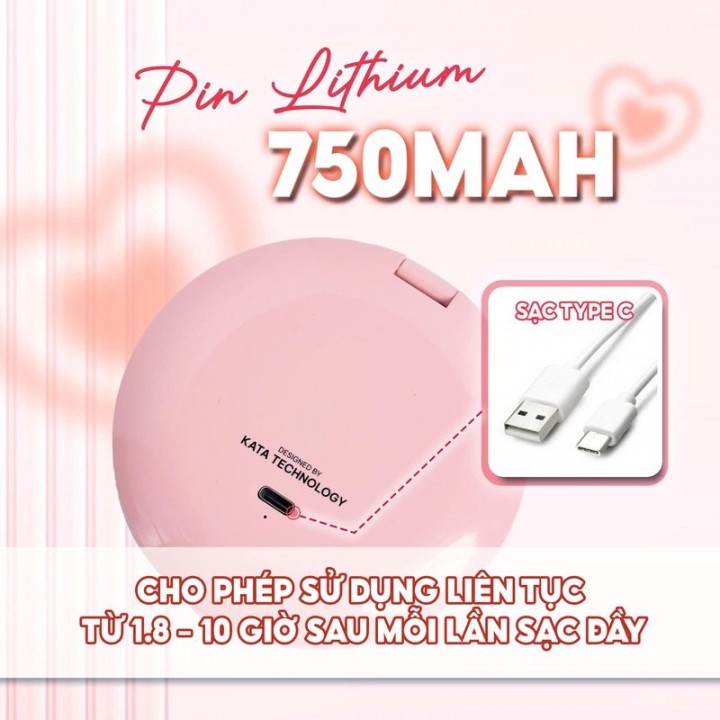 gương led trang điểm cầm tay KATA Miro O2 Pocket pin