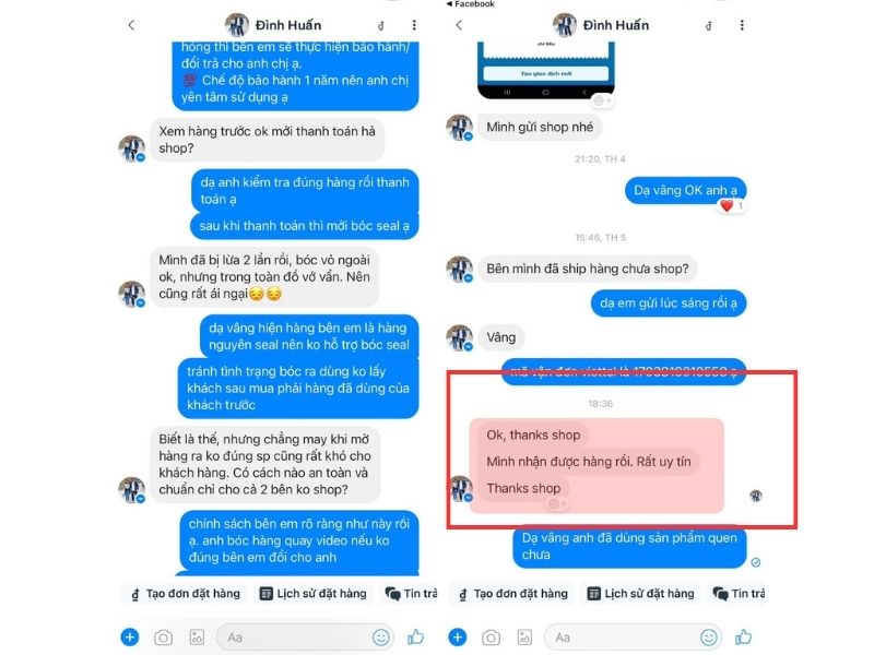 feedback đến từ khách hàng