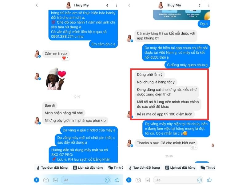 feedback đến từ khách hàng đã mua và trải nghiệm