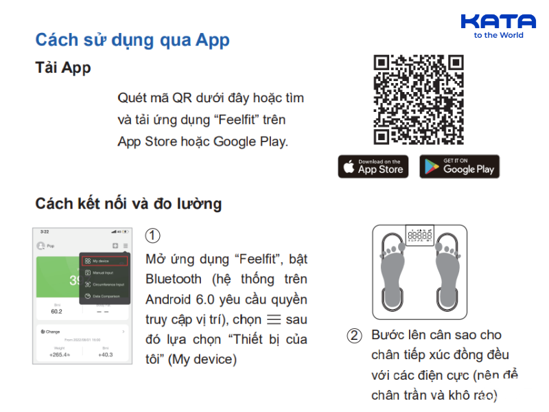 Cách kết nối cân điện tử KATA CS10E với app Feelfit