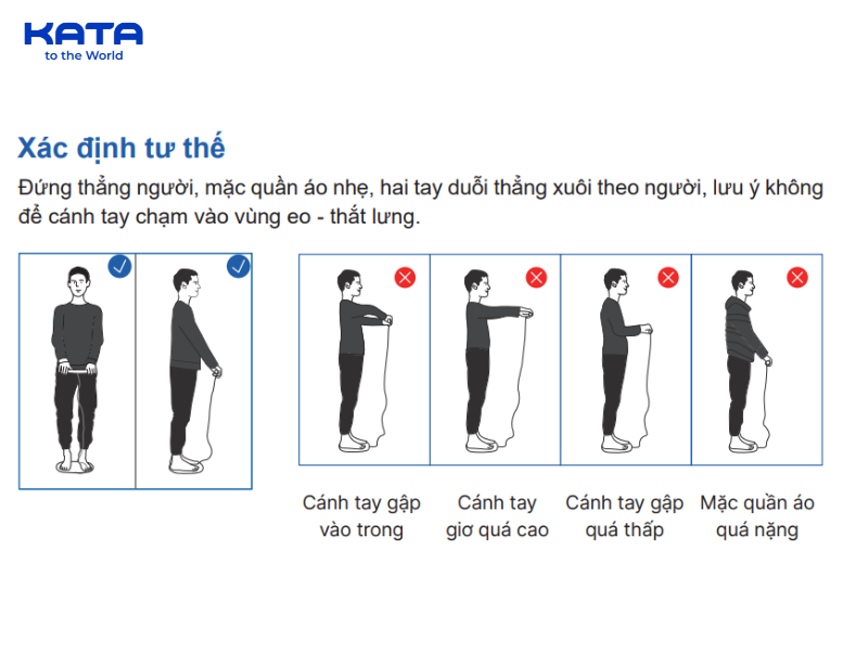 Hướng dẫn cách chuẩn bị tư thế khi cân KATA CS10E - Cách xác định tư thế đứng