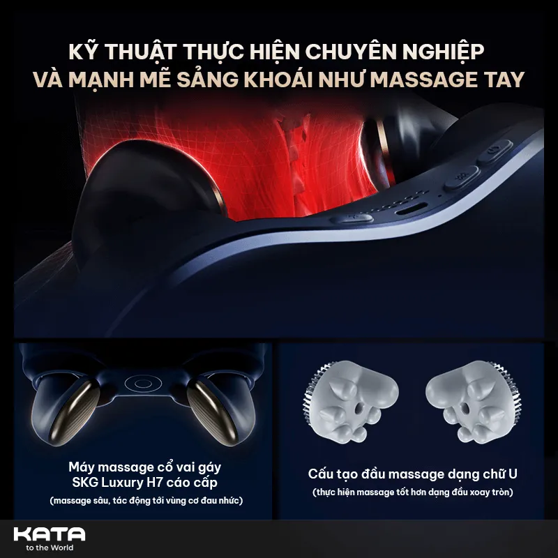 Cải tiến mới trong động cơ đem lại khả năng xoa bóp cổ vai gáy cực chính xác cho 4 đầu massage của SKG H7 Luxury