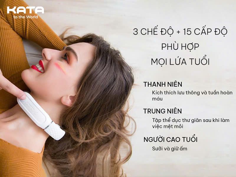 SKG 4356E sở hữu 3 chế độ massage + 15 cấp độ xung