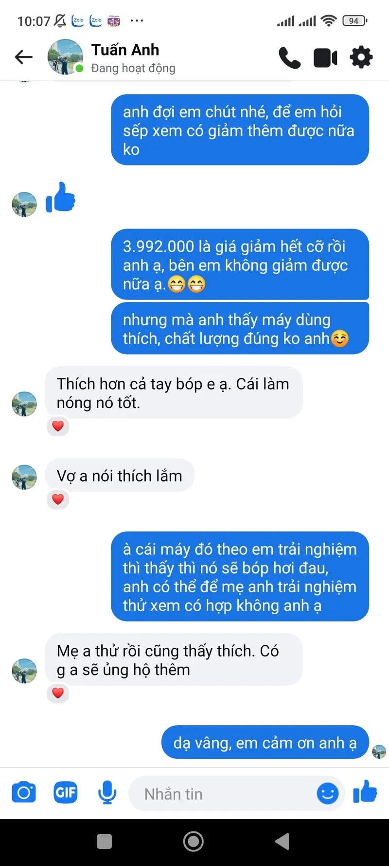 Một số feedback đến từ khách hàng trải nghiệm máy massage cổ vai gáy SKG H7