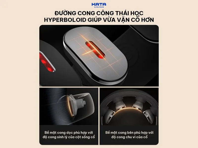 SKG K5-3 thiết kế đầu massage Hyperboloid 3D đem lại khả năng vừa vặn cổ tuyệt vời