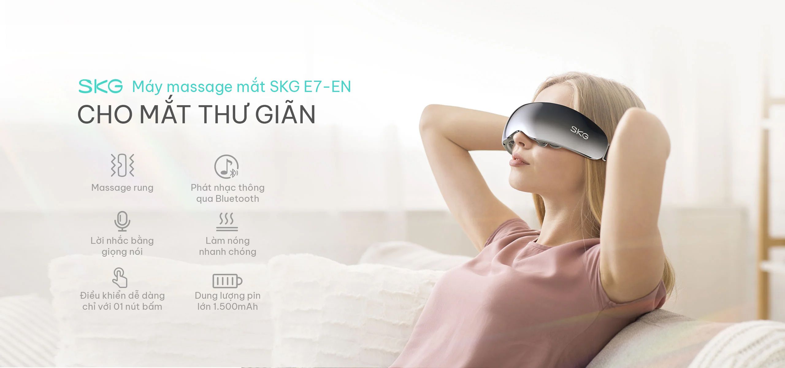 Máy massage mắt SKG E7-EN đưa bạn trải nghiệm massage trong không gian yên tĩnh hơn cả thư viện
