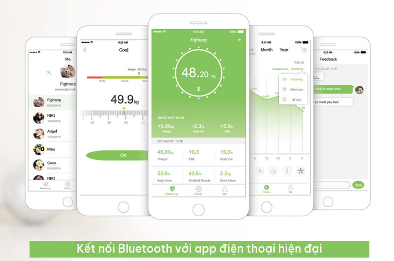Kết nối Bluetooth với app điện thoại giúp cân sức khỏe điện tử KATA CS20M trở nên hiện đại hơn