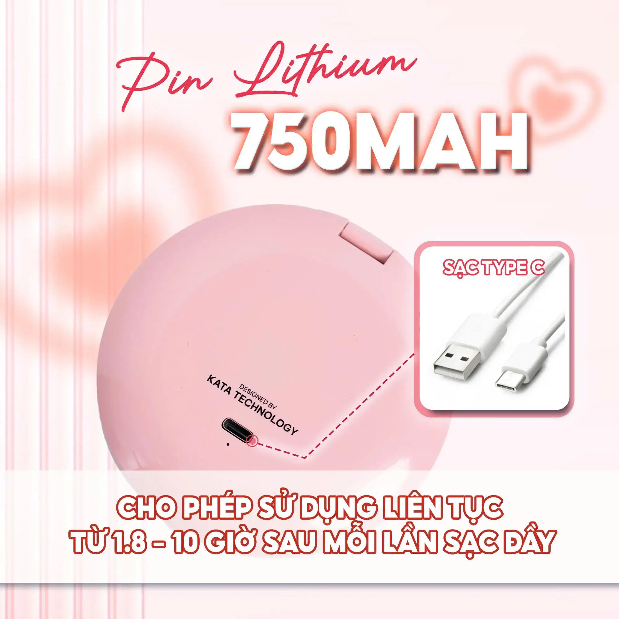 Sử dụng lâu dài với pin sạc hiện đại, tiện lợi