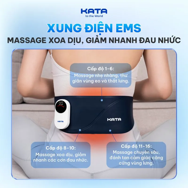 Tác động sâu, giúp thư giãn ở vùng cơ đau mỏi nhờ 16 cấp độ xung điện EMS