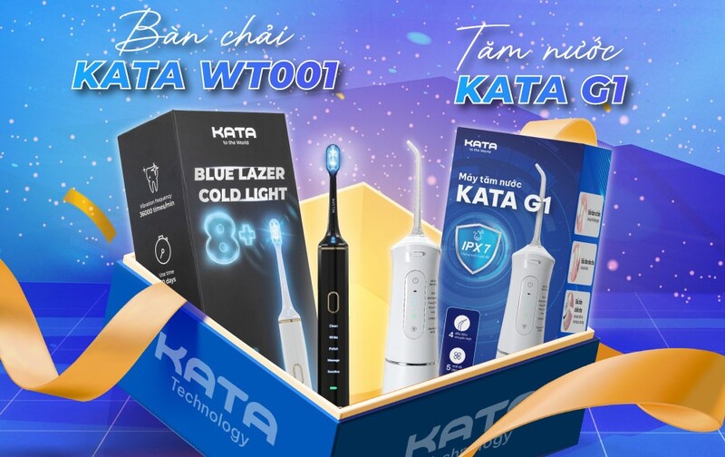 Bộ đôi bàn chải điện và tăm nước KATA là sản phẩm hoàn hảo trong hộp quà tặng 8/3