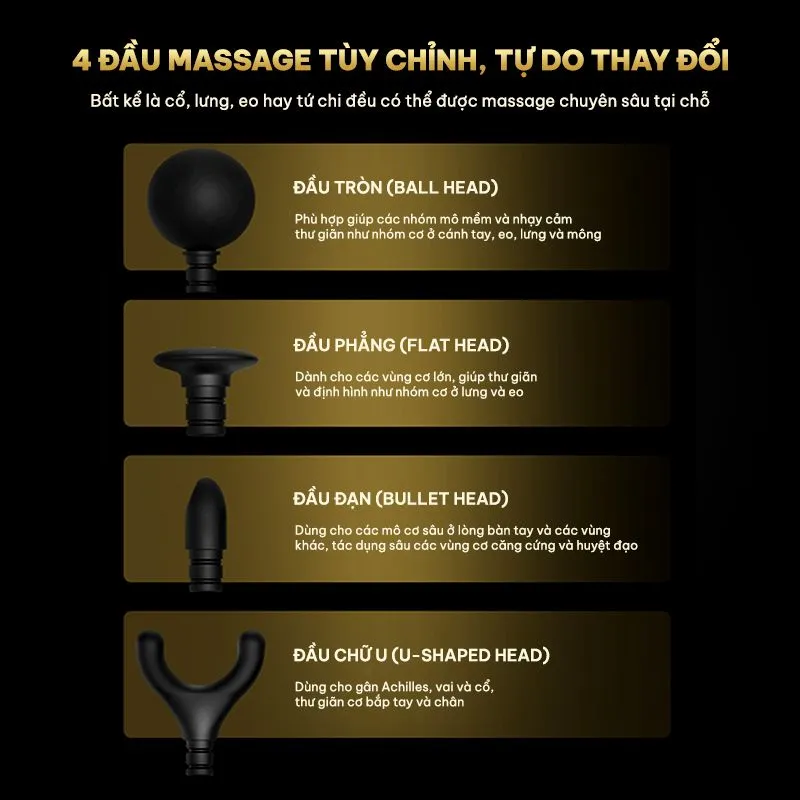 4 đầu massage tùy chỉnh