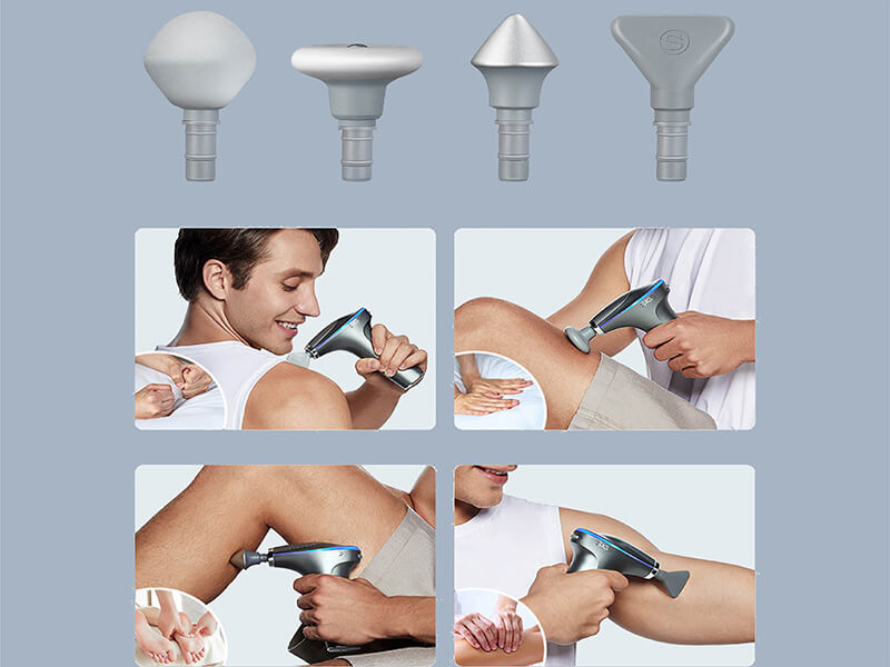 Súng massage của SKG by KATA với nhiều đầu massage